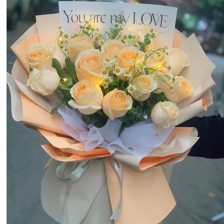 19朵香槟玫瑰25款